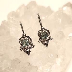 "New" Blue Topaz and Sterling Silver Drop Earrings